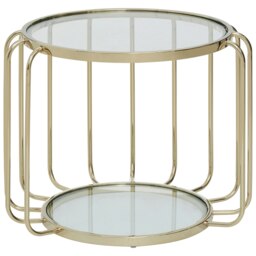 Interiors by Premier Modern Gold Side Table, Contemporary Gold Side Table with Glass Top, Luxury Side Table for Living Room Gold