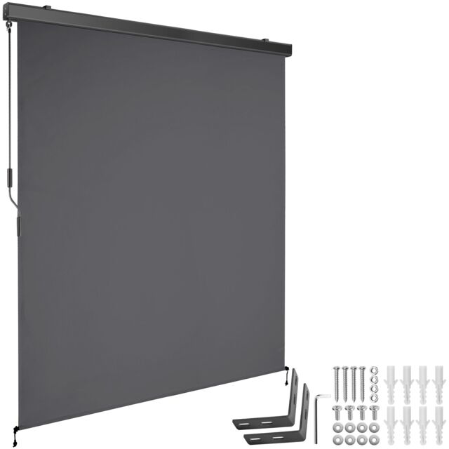 Vertical Awning Eloise - installation materials included, retractable, UV blocking Grey dark grey 160 x 250 cm 1
