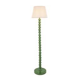Higgledy Gloss Cotswold Green Paint Floor Lamp with Vintage White Fabric Ivy Shade 35cm E27