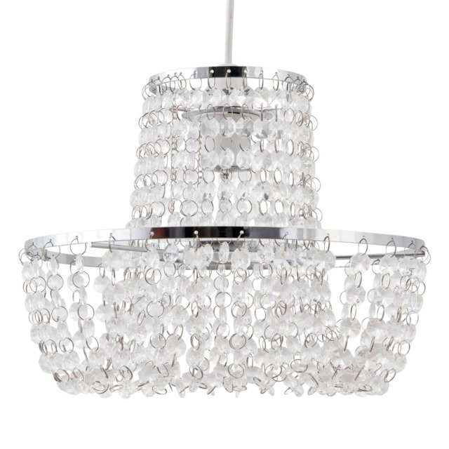 Jewelled Easy Fit Light Shade Clear Chrome Medium 1