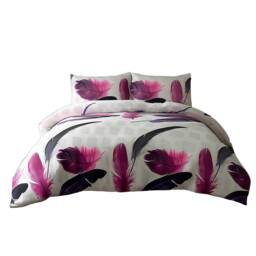 Duvet Cover And Pillowcase Set White Leaf Print Design Polycotton Bed Linen White King