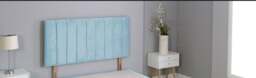 "Sky Blue Plush Velvet 9 Panel Headboard Multi 6FT Superking 26""inch Headboard"