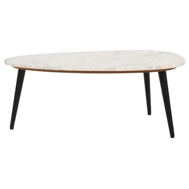 Opal Coffee Table with White Marble Top & Metal Legs - L60 x W90 x H35 cm