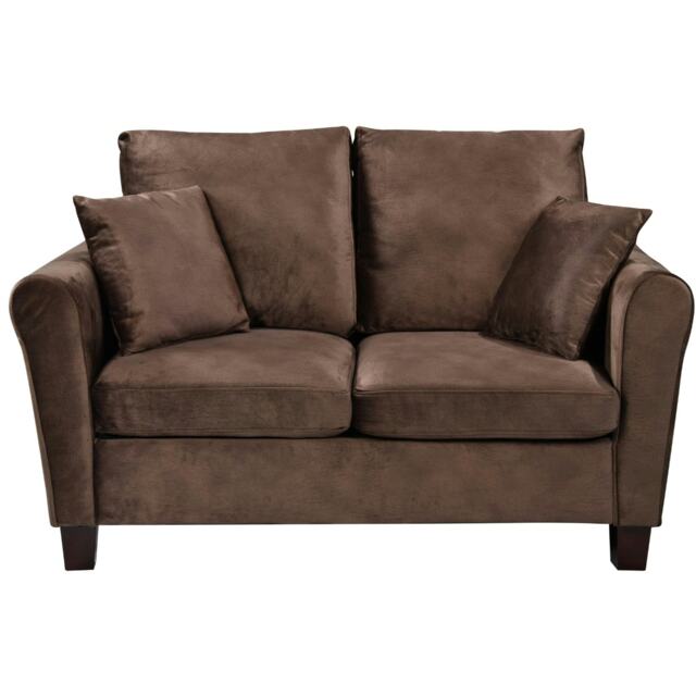 Plush Velvet 2 Seat Sofa in Brown