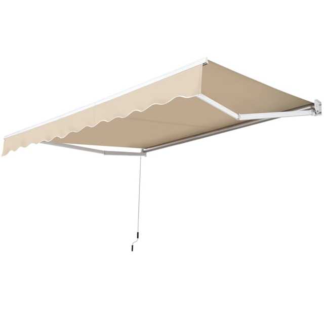 Yaheetech 300 cm L x 250 cm W Retractable Awning with Hand Crank-Beige Cream Beige 300 cm L × 250 cm W 1