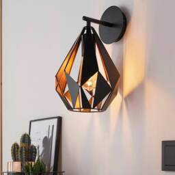 EGLO Carlton 1 Industrial Vintage Wall Light WBS Brown