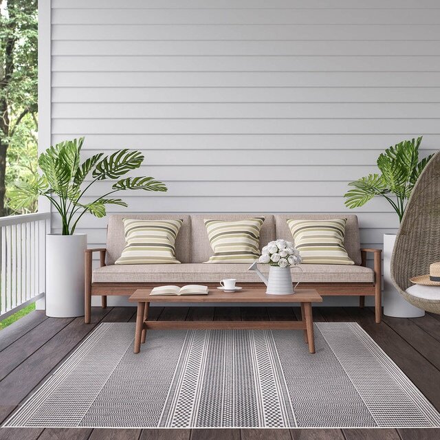Reversible Outdoor Rugs in Fine Line Design Duo Weave Collection