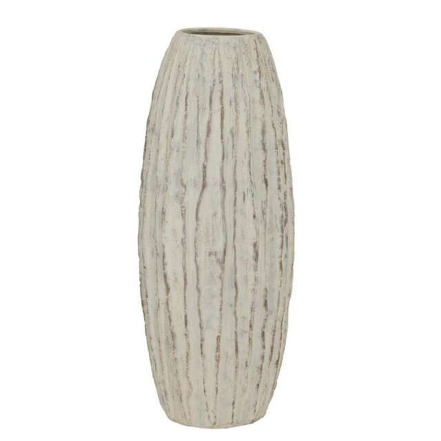 Lorenzo Tall Fin Vase - Ceramic - L27 x W27 x H70 cm - White White