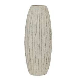 Lorenzo Tall Fin Vase - Ceramic - L27 x W27 x H70 cm - White White
