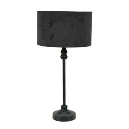 ValueLights Maggie Black Candlestick Table Lamp Black Velvet Shade Black