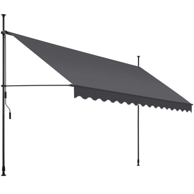 Awning with hand crank - pressure fitted , height adjustable Black black/grey 400 x 180 cm 1