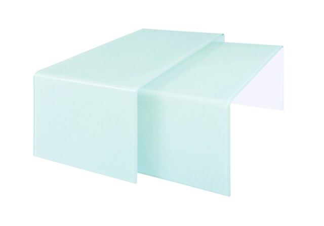 Interiors By Premier Nest of 2 Aqua Green Bent Glass Coffee Tables, Minimalist Display Coffee Table, Decorative Accent Table Green