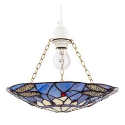 Lavender Light Purple Dragonfly Tiffany Glass Easy Fit Pendant Shade