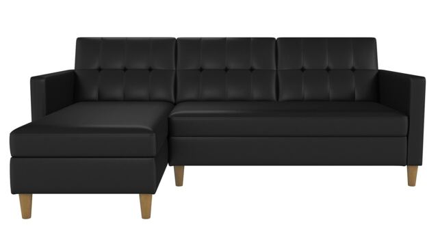 Hartford sectional sofa bed in pu black Black BLACK Three Seater