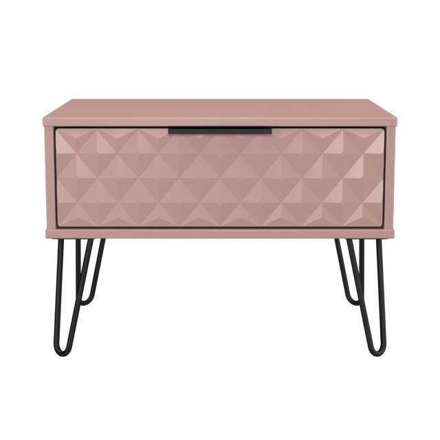 Islay 1 Drawer Wide Bedside Table in Kobe Pink (Ready Assembled) Pink Kobe Pink
