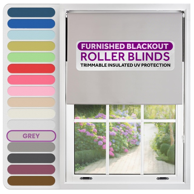 Blackout Roller Blind 205cm Wide x 165cm Long Grey Grey