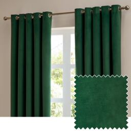 furn. The Ultimate Velvet Blackout Eyelet Curtain Pair Emerald (W)117cmx (D)137cm Green Emerald One Size