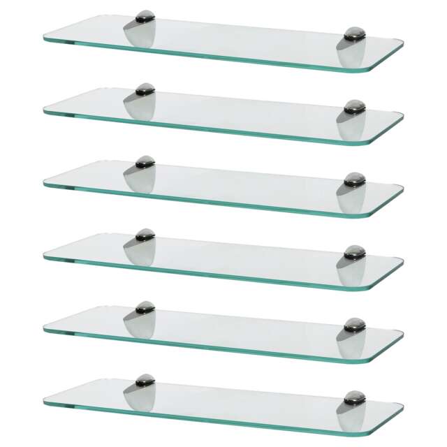 Harbour Housewares Rounded Floating Glass Shelf - 40cm - Metallic Brackets - Bathroom Shower Storage Vanity Display Unit Shelf Silver Chrome 6