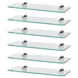 Harbour Housewares Rounded Floating Glass Shelf - 40cm - Metallic Brackets - Bathroom Shower Storage Vanity Display Unit Shelf Silver Chrome 6