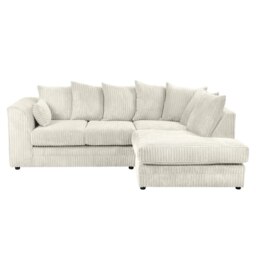 Rivoli L Shape Corner Sofa in Jumbo Cord - Left Hand Facing Chaise Cream Five Plus Seater