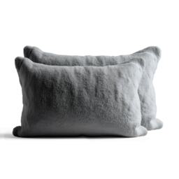 Teddy Bear Fleece Super Soft Cosy Pillow Case Pair Silver Silver