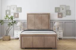"Sloomy Lancaster Mink Naples Bed Frame With 50"" Upholstered Headboard 4' Small Double"