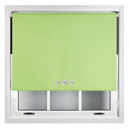 FURNISHED Custom Fit Blackout Roller Blinds with Triple Round Eyelets & Metal Fittings Green Lime (W) 90cm x (L) 210cm