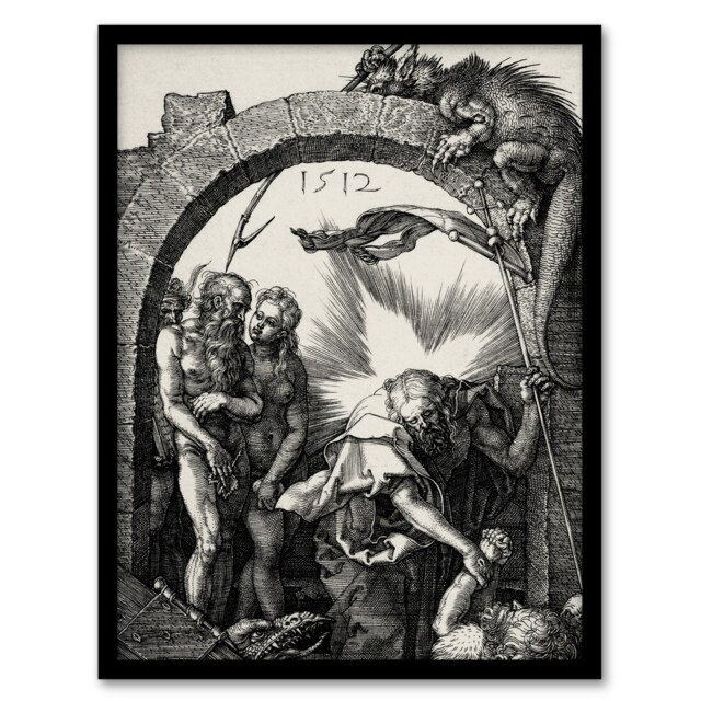 "Harrowing of Hell Christ in Limbo Durer Framed Wall Art Print 12X16"""
