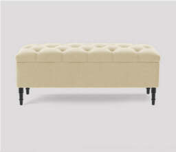 120cm Swiss Chesterfield Ottoman Storage Bench- Plush Velvet Shoe Bench - Cream Upholstery Footstool with Storage