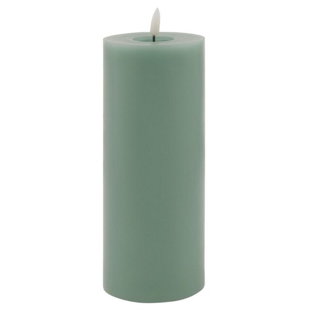 Luxe Collection Melt Effect LED Candle - Wax - L9 x W9 x H23 cm - Sage Green Green