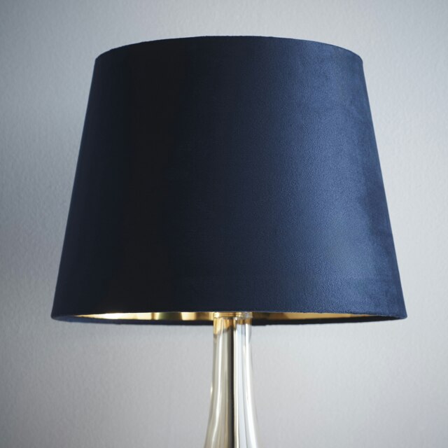 "14"" Navy Velvet Empire Light Shade Gold Inner Blue"