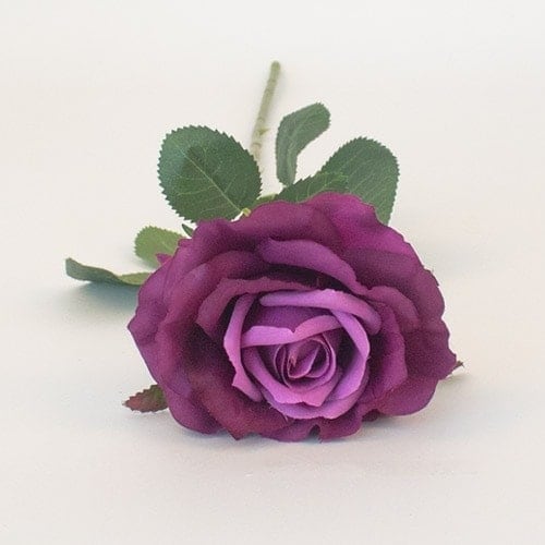 Mauve Purple Arundel Open Rose Silk Artificial Flower Decoration 76cm