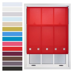 FURNISHED Roller Blinds with Square Eyelets and Metal Fittings Made to Measure Sheer Window Blind Red Red (W) 210cm x (L) 210cm