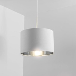 CGC Lighting Nila Cream Velvet Drum Lampshade with Silver Inner 30 cm Cream Cream Medium