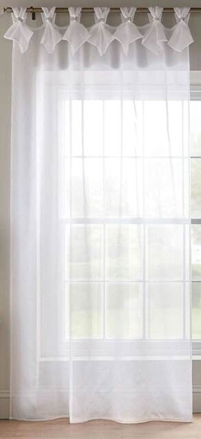 Tiara Dolly Voile Tab Top Curtain Panel - White - 145cm x 229cm