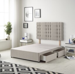 Astoria Divan Bed Base with 2 Drawers & 30 Inch Diamante Headboard in Plush Velvet Silver Silver Small Double