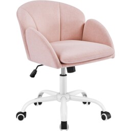Yaheetech Modern Swivel Rolling Desk Chair for Home Office-Light Pink