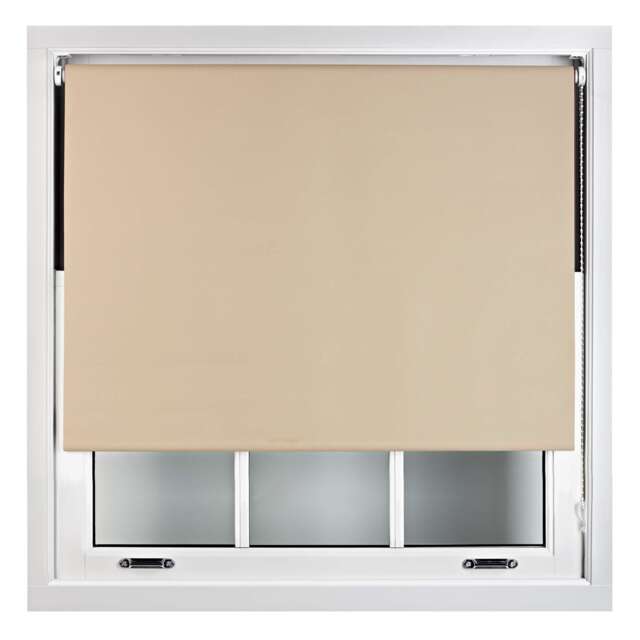 Blackout Roller Blind 90cm Wide x 165cm Long Metal Fittings Brown Cappuccino