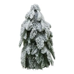 Hill Interiors Snowy Fir Tree Christmas Decoration - White/Green - 29cm x 12cm x 17cm