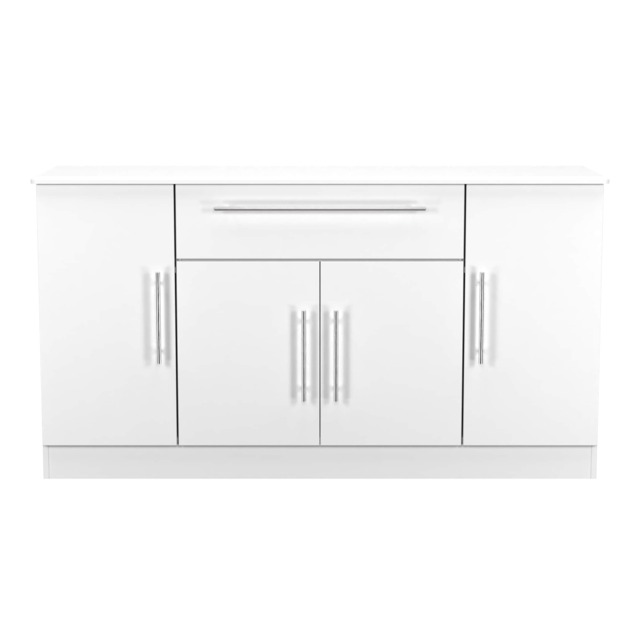 Carlton 4 Door 1 Drawer Wide Sideboard in Porcelain Matt (Ready Assembled) White Porcelain Matt