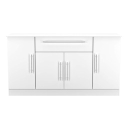 Carlton 4 Door 1 Drawer Wide Sideboard in Porcelain Matt (Ready Assembled) White Porcelain Matt