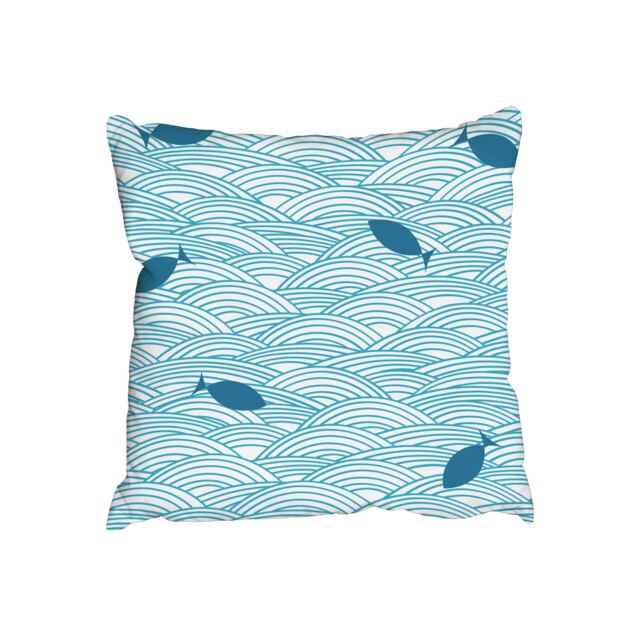 Ocean waves and fishes (Outdoor Cushion)
