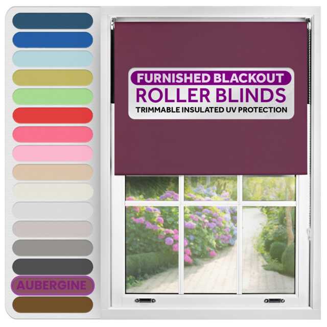 Blackout Roller Blind 115cm Wide x 165cm Long Purple Aubergine