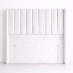 Kingsize 5FT Floorstand Crush Velvet White Panel Wing Headboard 54inch