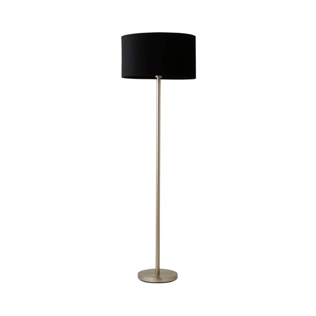 ValueLights Charlie Chrome Floor Lamp Black Velvet Shade and Bulb