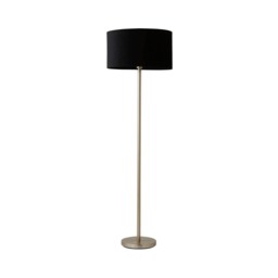 ValueLights Charlie Chrome Floor Lamp Black Velvet Shade and Bulb