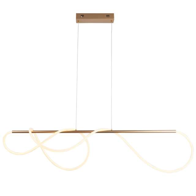 Attalea Modern Designer Bar Style LED Pendant Light Flexible Silcon Tube Satin Gold Finish