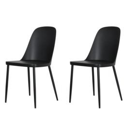 Pair of Aspen Duo Wraparound Plastic Dining Chairs with Black Tapered Metal Legs – Modern Kitchen Black Black 1