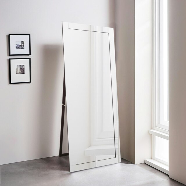 Avelene Floor Standing Mirror With Bevelled Edge Silver