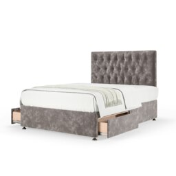 Super Ortho Orthopaedic Silver Chenille 2 Drawer Divan Set And Lona Headboard Single